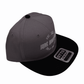 Premium Otto snapback hat with dark grey and black brim with side hustle embroidered design on front
