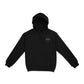 softest hoodie ever black loose fit with side hustle white screen print