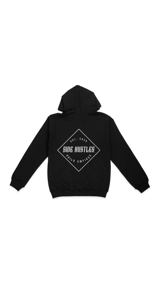 Black side hustle hoodie for young entrepreneurs cotton and polyester blend pullover