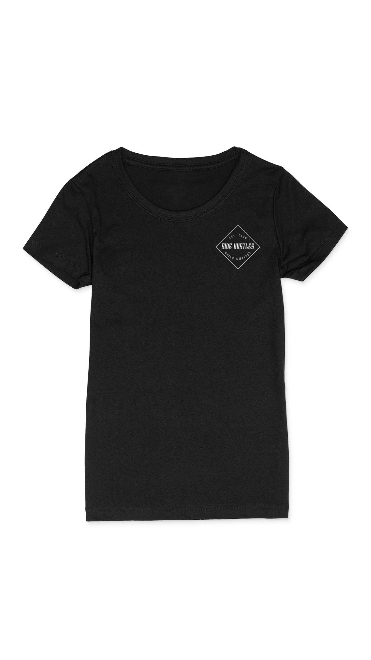 Quality soft black t shirt with screenprinted design for women hustlers