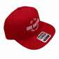 Premium all red Otto snapback hat with white side hustle embroidered design on front